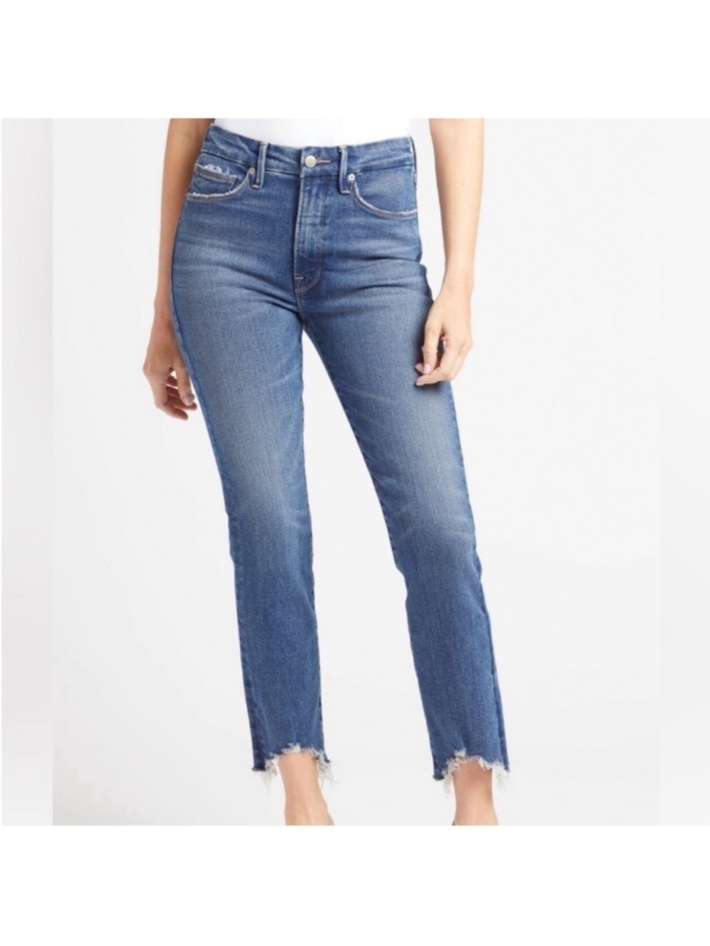 Good American Good Legs Cigarette Cropped Jeans Blue842 Size 8/29